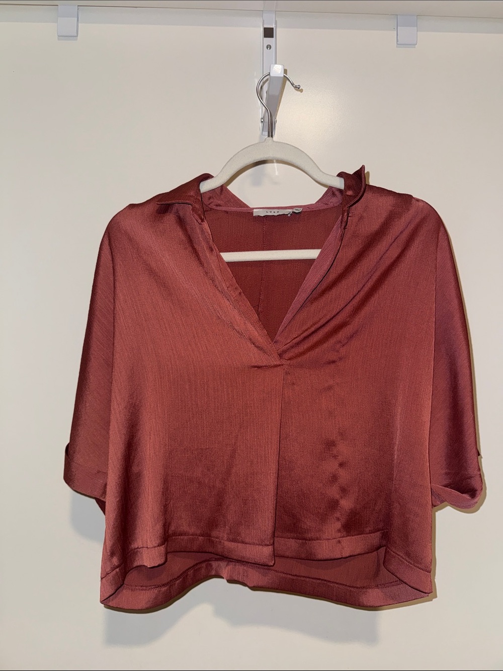 Lush Satin V-Neck Camisole in Rust